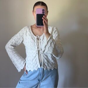 Elegant White Lace-Up Women's Top